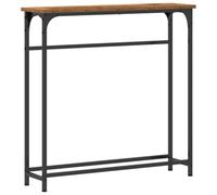 Table console avec étagère en bois et cadre en acier, 75 x 19,5 x 75 cm | Design industriel, étagère ouverte, profil fin, polyvalent, surface facile d'entretien