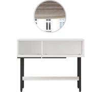 Table console avec miroir Rebecca Mobili Dudhal 76x100x29,5 panneau de particules fer blanc gris foncé Moderne