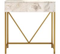 Table console avec miroir Rebecca Mobili Lycium 72x75x40 panneau de particules fer blanc or Moderne
