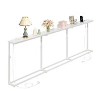 Table Console avec Multiprise - HOOBRO- Table d’Appoint de 240 cm -pour Entrée, Salon - Gain de Place-Blanc