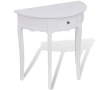 Table Console Avec Tiroir Caché & Design Mural Gain De Place Demi-Ronde Blanche Blanc