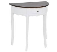 Table Console Avec Tiroir Et Dessus De Table Marron Demi-Ronde