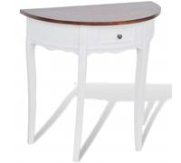 vidaXL Table console demi-ronde marron avec tiroir et dessus de table