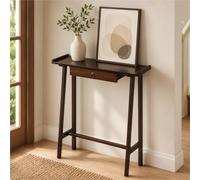 Table Console Avec Tiroir Meuble D'entrée Étroit Console De Couloir Haute | Finition Bois, Tiroir Central Pieds Fins Avec Plateau Bordé Pour Entrée, Couloir Ou Salon Moderne(Walnut,27.6"/70cm)