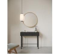 Selsey Console D'Entrée Deboute 90 x 80 cm avec Tiroir À Lamelles sur Pieds en Bois Frêne Portland Noir Nolie