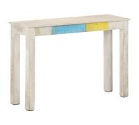 Table console Blanc 115x35x77 cm Bois de manguier rugueux