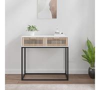 Table Console Blanc 80x30x75 cm Bois d'ingénierie et Fer,Table Console scandinave avec tiroirs Rangement Pratique pour Votre décoration Tables d'appoint