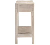 Table console blanche 110 x 35 x 75 cm en bois de mangue | 2 tiroirs, 1 étagère, anti-basculement, style rustique, entrée