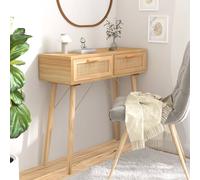Vidaxl Table Console Marron 80x30x75 Cm Bois Massif Pin /Rotin Naturel Marron