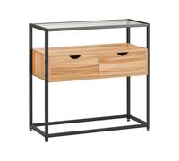 Table Console Cadre En Métal Noir Avec 2 Tiroirs Beige