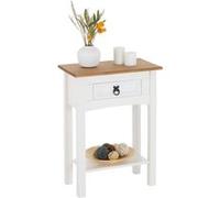 Table console CAMPO table d'appoint en bois style mexicain avec 1 tiroir et 1 étagère, en pin massif lasuré blanc et brun Blanc/Brun G