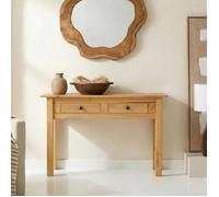 Table console CANCUN meuble d'appoint en bois avec 2 tiroirs, en pin massif finition teintée/cirée