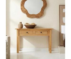Table console CANCUN meuble d'appoint en bois avec 2 tiroirs, en pin massif finition teintée/cirée