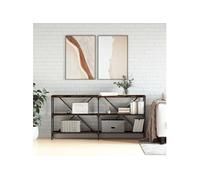 vidaXL Table console Bout de canapé – Pieds réglables, rangement – Chêne fumé/fer