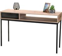Table console classique - Un tiroir et un compartiment, couleur vieux chêne, dimensions 120x39x75 cm - Collection METALIX