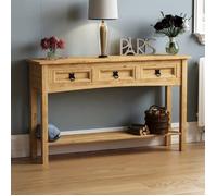 Table console Corona avec 3 tiroirs et étagère - Meuble de couloir, d’appoint ou coiffeuse en pin massif