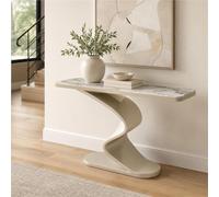 Table Console Couloir, Console Salon Moderne, Table D'appoint Contemporaine | Plateau Blanc Effet Marbre, Lignes Courbes Et Silhouette Fine Pour Entrée, Hall, Couloir Ou Salon(White2,31.4"/80cm)