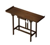 Table Console d’Entrée Style Chinois Nouveau en Bambou Console Meuble Étanche Solide avec Plateau Large pour Salon Couloir Fini Noyer Plusieurs Tailles 80 * 25 * 83cm