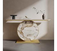Table console d'appoint en marbre, comptoir épais, longue table d'entrée étroite pour salon et chambre à coucher, table de canapé industrielle pour foyer