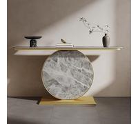 Table console d'appoint en marbre, comptoir épais, longue table d'entrée étroite pour salon et chambre à coucher, table de canapé industrielle pour foyer