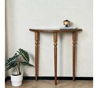 Table Console de Canapé Demie-Lune en Bois Massif, Meuble d'Entrée Étroit | Table Décorative Gain de place idéal pour couloir étroit ou salon, assemblage rapide sans outil(Brown,39.4*31.5in/L100*80cm)