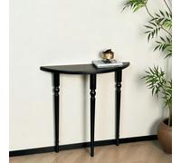 Table Console de Canapé Demie-Lune en Bois Massif, Meuble d'Entrée Étroit | Table Décorative Gain de place idéal pour couloir étroit ou salon, assemblage rapide sans outil(Black,23.6*31.5in/L60*80cm)