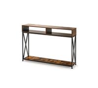 table giantex console de style industriel 120 x 23 x 79 cm structure en acier meuble d'entrée anti-basculement brun rustique Marron