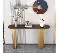 Table console de style nordique - Élégante dalle de pierre légère de luxe avec cadre en fer doré, coins arrondis, parfaite pour couloir, chambre à coucher, salon et décoration d'entrée