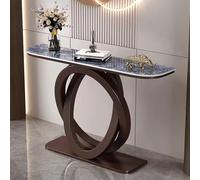 Table Console décorative Moderne et élégante en Fer avec Plateau en Pierre, idéale pour l'entrée, Le Couloir ou Le Salon.(Bronze,120CM-C)