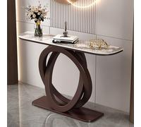 Table Console décorative Moderne et élégante en Fer avec Plateau en Pierre, idéale pour l'entrée, Le Couloir ou Le Salon.(Bronze,120CM-B)