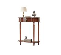 Table Console Demi-Lune avec étagèreInférieure et Tiroir, Bois Massif Table d'Entrée pour Hall et Couloir, Meuble de Rangement Demi-Cercle Moderne pour Séjour Walnut 60cm