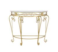 Table console demi-lune - Pieds en métal - Dessus en imitation marbre - Table d'appoint pour entrée, salon, couloir - Idéale pour les petits espaces