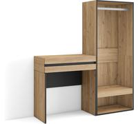 Table Console d'Entrée, 130x35x145 cm, Avec tiroir, Vestiaire ouvert, Chêne