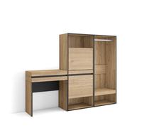 Table Console d'Entrée, 190x35x145 cm, Avec tiroir, Meuble à Chaussures, Vestiaire ouvert, Chêne, RF3449