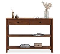 IDIMEX Table Console d'entrée APOANA L 110 cm en Bois Massif Coloris châtaignier avec 2 tiroirs et 2 tablettes, Design Naturel, Table pour Salon