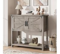 Table console d'entrée,Console Meuble Entrée ,Style rétro,91x41x19cm,2 Porte+ 2 Etagères Ouvertes,Pour Couloir, Salon Gris foncé