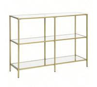 Table Console d'Entrée, Étagère à 3 Niveaux en Verre Trempé, 30 x 100 x 73 cm, Cadre en Métal, Style Moderne, pour Couloir, Salon, Chambre, Doré Métallique et Transparent Espace pour l'avenir : au lie