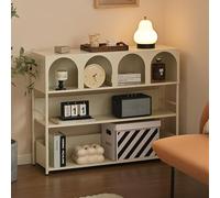 Table console d'entrée, étagère de rangement ouverte en métal à 3 niveaux avec design en arc, étagère d'affichage minimaliste, pour salon, chambre à coucher, bureau, noir/beige Cream 100*30*80cm