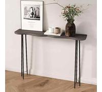 Table console d'entrée étroite de 100,1 cm avec pieds en métal - Table de canapé élégante pour le salon, finition grise, parfaite pour couloir et décoration moderne