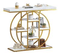 Table console d'entrée - meuble entrée - HOMCOM - industrielle 6 étagères plateau 4cm - bois métal - 100x30x81 5cm - blanc