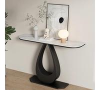 Table console d'entrée moderne avec dessus en marbre et base en métal - Table de canapé élégante pour couloir ou décoration de salon