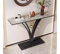 Table console d'entrée - Table d'entrée - Table de luxe en dalle de roche avec cadre en métal créatif en forme de fleur pour chambre à coucher, salon, foyer