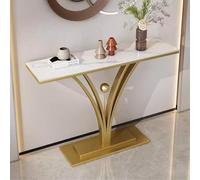 Table console d'entrée - Table d'entrée - Table de luxe en dalle de roche avec cadre en métal créatif en forme de fleur pour chambre à coucher, salon, foyer