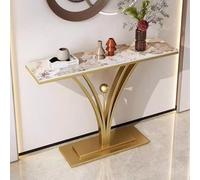 Table console d'entrée - Table d'entrée - Table de luxe en dalle de roche avec cadre en métal créatif en forme de fleur pour chambre à coucher, salon, foyer