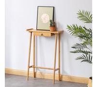 Table console en bambou avec tiroir, table d'entrée de 85 cm de haut avec pieds inclinés et bord surélevé, table d'appoint de canapé étroite pour couloir, salon, chambre à co Primary color 70*24*85cm