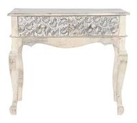 Table console en bois coloris naturel et blanc - Longueur 91 x Profondeur 42 x hauteur 81 cm --