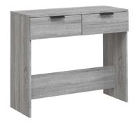Table console en bois contreplaqué gris Sonoma avec 2 tiroirs, 90 x 36 x 75 | Finition grise Sonoma, plateau robuste, deux tiroirs fonctionnels, utilisation dans un hall ou un salon
