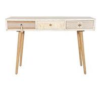 Table console en bois de sapin coloris blanc, naturel - Longueur 120 x Profondeur 35 x hauteur 80 cm --