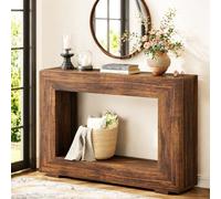 Table console en bois massif à cadre ouvert de 47,2 pouces, table d'entrée rustique mince, table d'appoint derrière le canapé avec étagère de rangement pour couloir et décoration de petit espac Brown