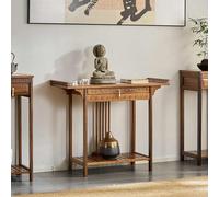 Table console en bois massif avec tiroir, design à 2 niveaux pour entrée, couloir ou temple, bureau de sanctuaire